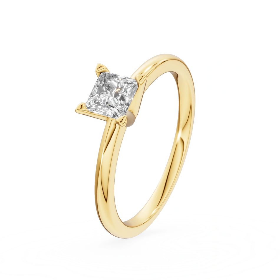 Gremari Seven Grace zásnubný prsteň zo žltého zlata s 0,50 ct lab-grown diamantom – Princess
