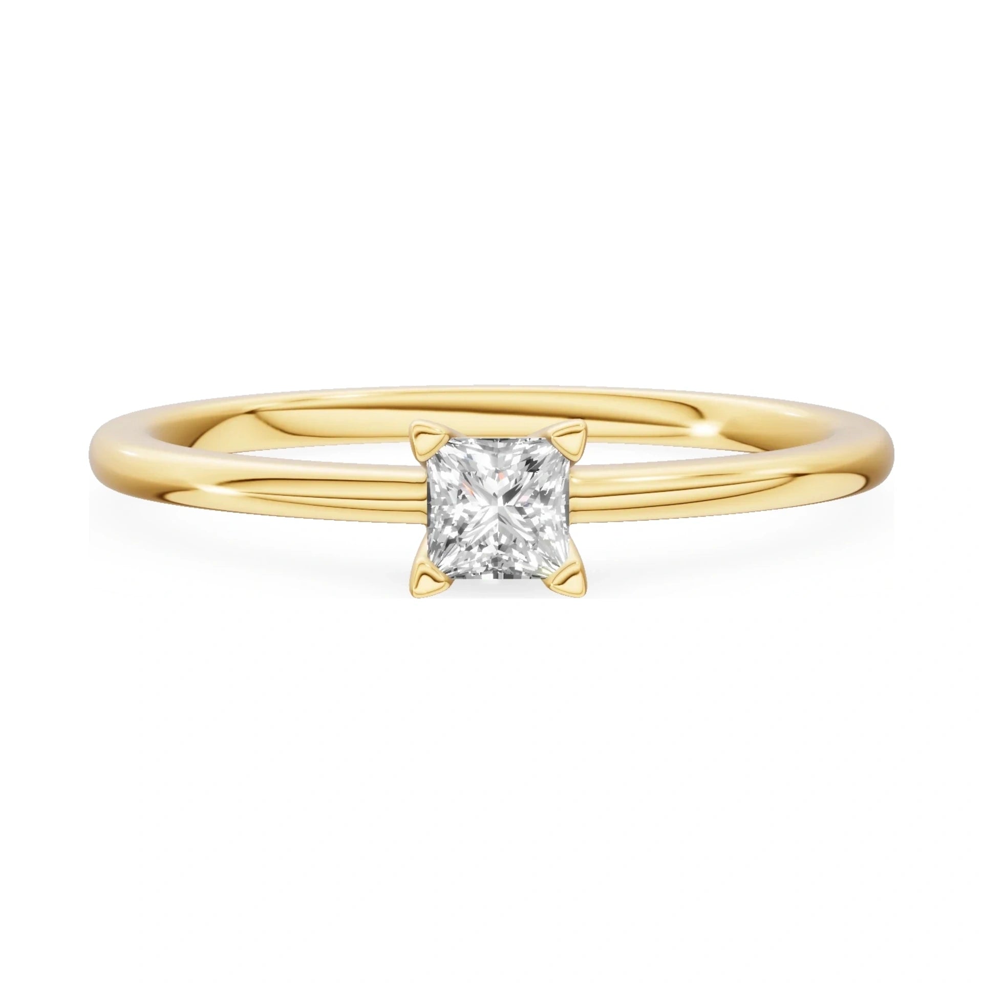 GREMARI Seven Grace 14K yellow gold engagement ring with 0.15 ct princess-cut lab-grown diamond