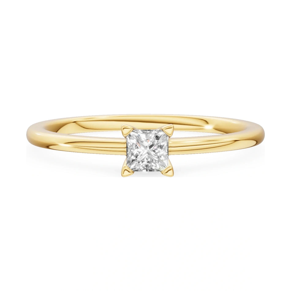 GREMARI Seven Grace 14K yellow gold engagement ring with 0.15 ct princess-cut lab-grown diamond