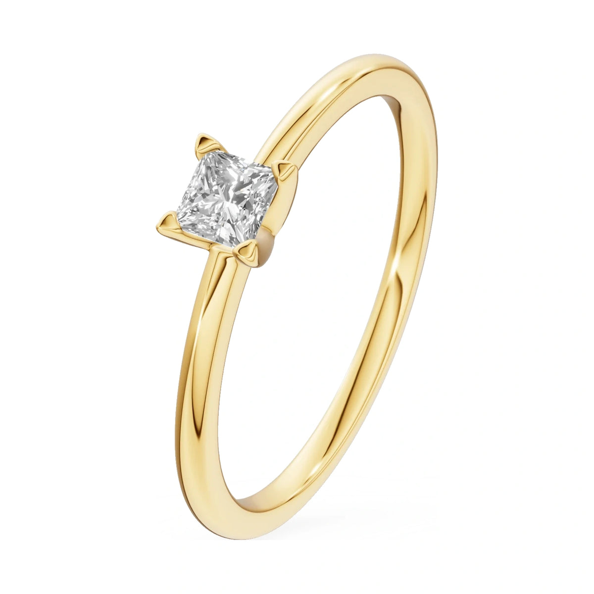 0.15 ct princess-cut lab-grown diamond GREMARI Seven Grace engagement ring in 14K yellow gold