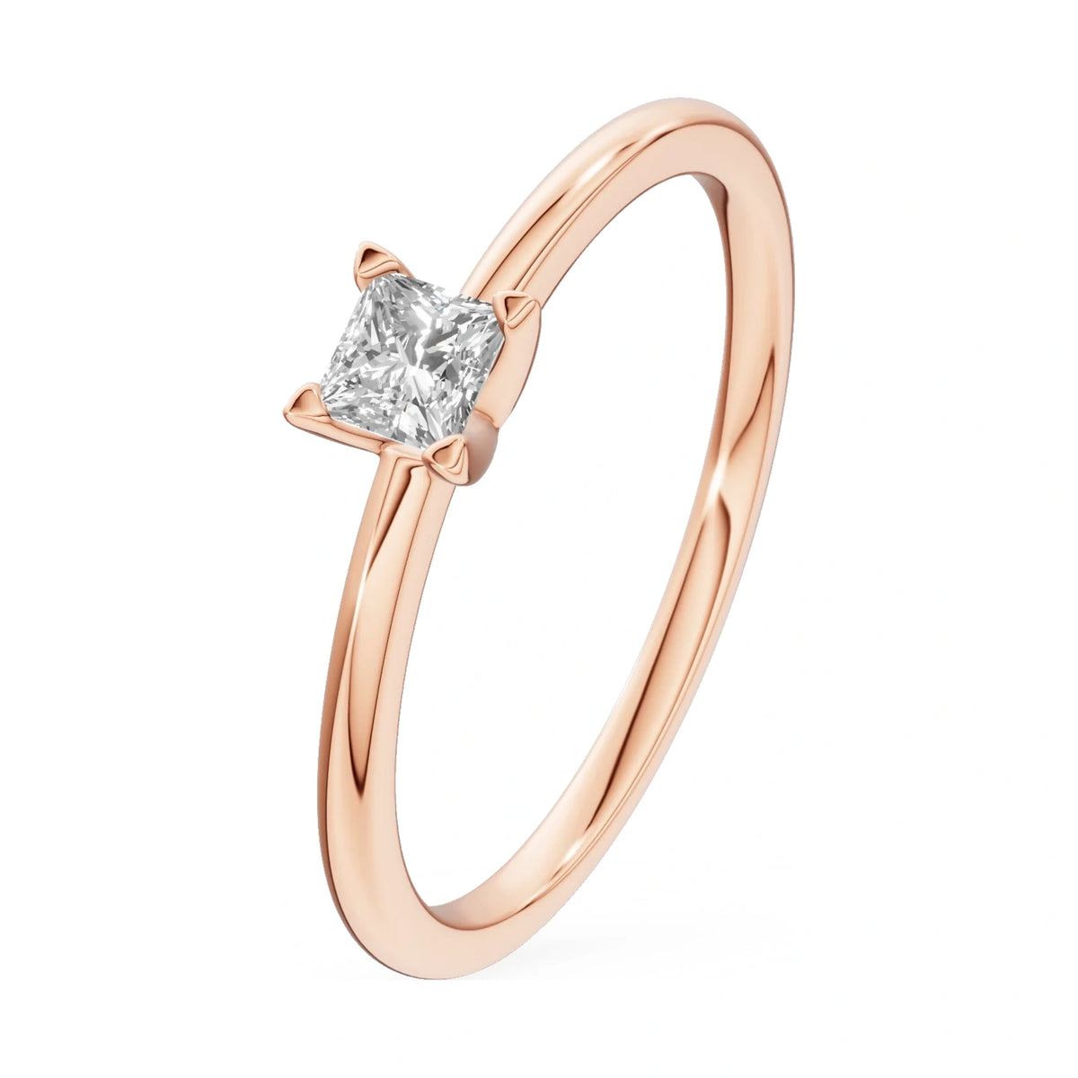 0.15 ct princess-cut lab-grown diamond GREMARI Seven Grace engagement ring in 14K rose gold