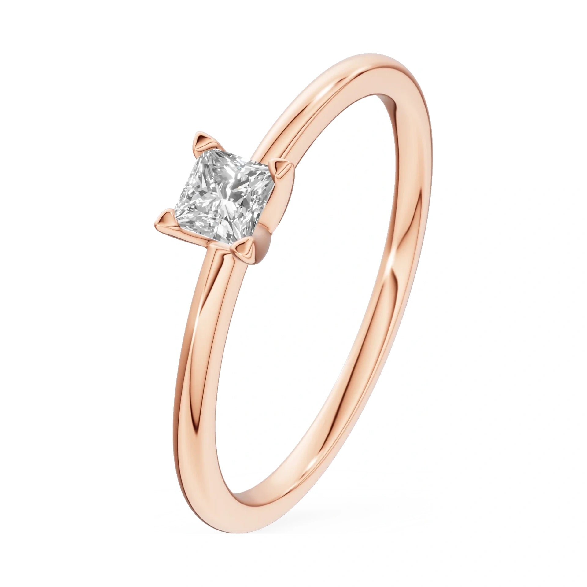 0.15 ct princess-cut lab-grown diamond GREMARI Seven Grace engagement ring in 14K rose gold