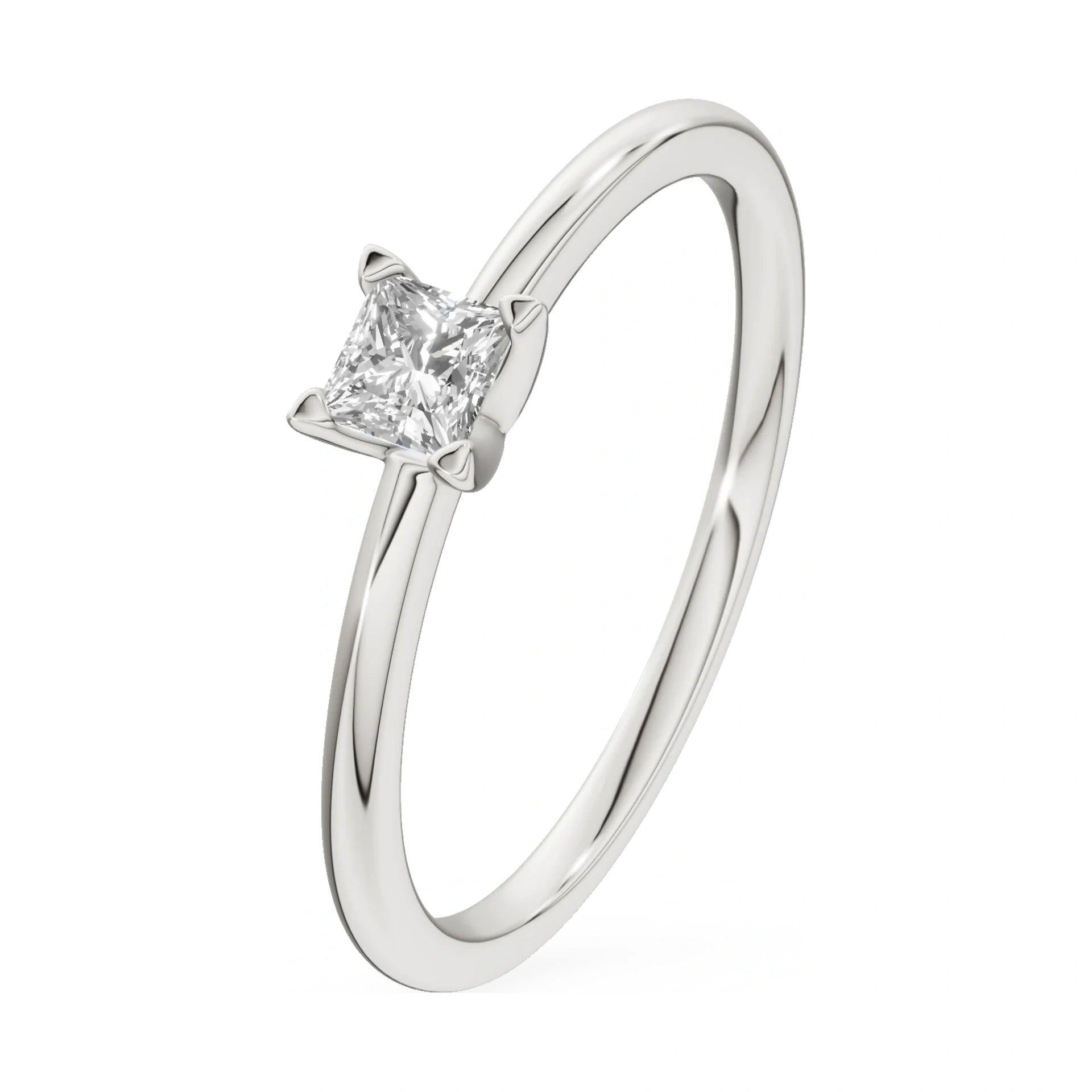 0.15 ct princess-cut lab-grown diamond GREMARI Seven Grace engagement ring in 14K white gold