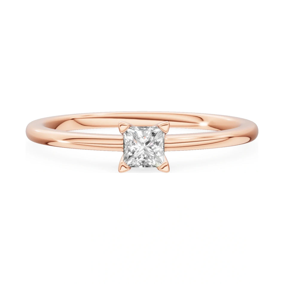 GREMARI Seven Grace 14K rose gold engagement ring with 0.15 ct princess-cut lab-grown diamond