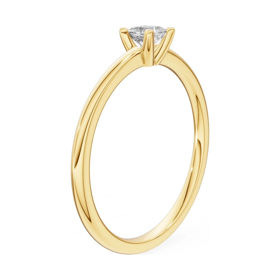 14K yellow gold GREMARI Seven Grace ring with 0.15 ct princess-cut lab-grown diamond