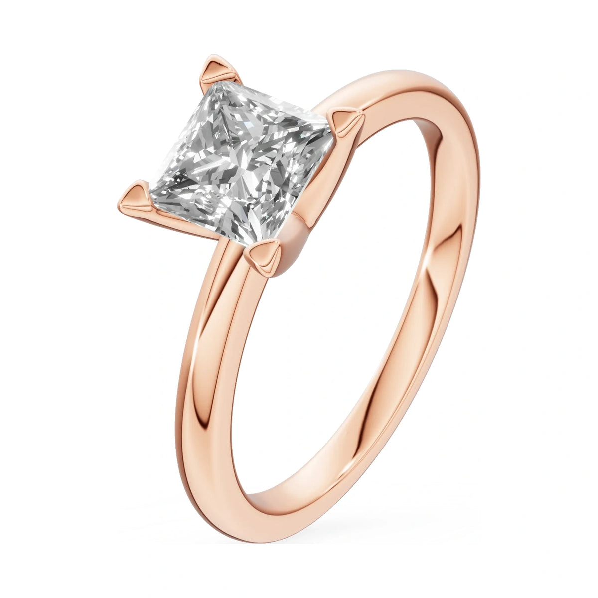 1.00 ct princess-cut lab-grown diamond GREMARI Seven Grace engagement ring in 14K rose gold