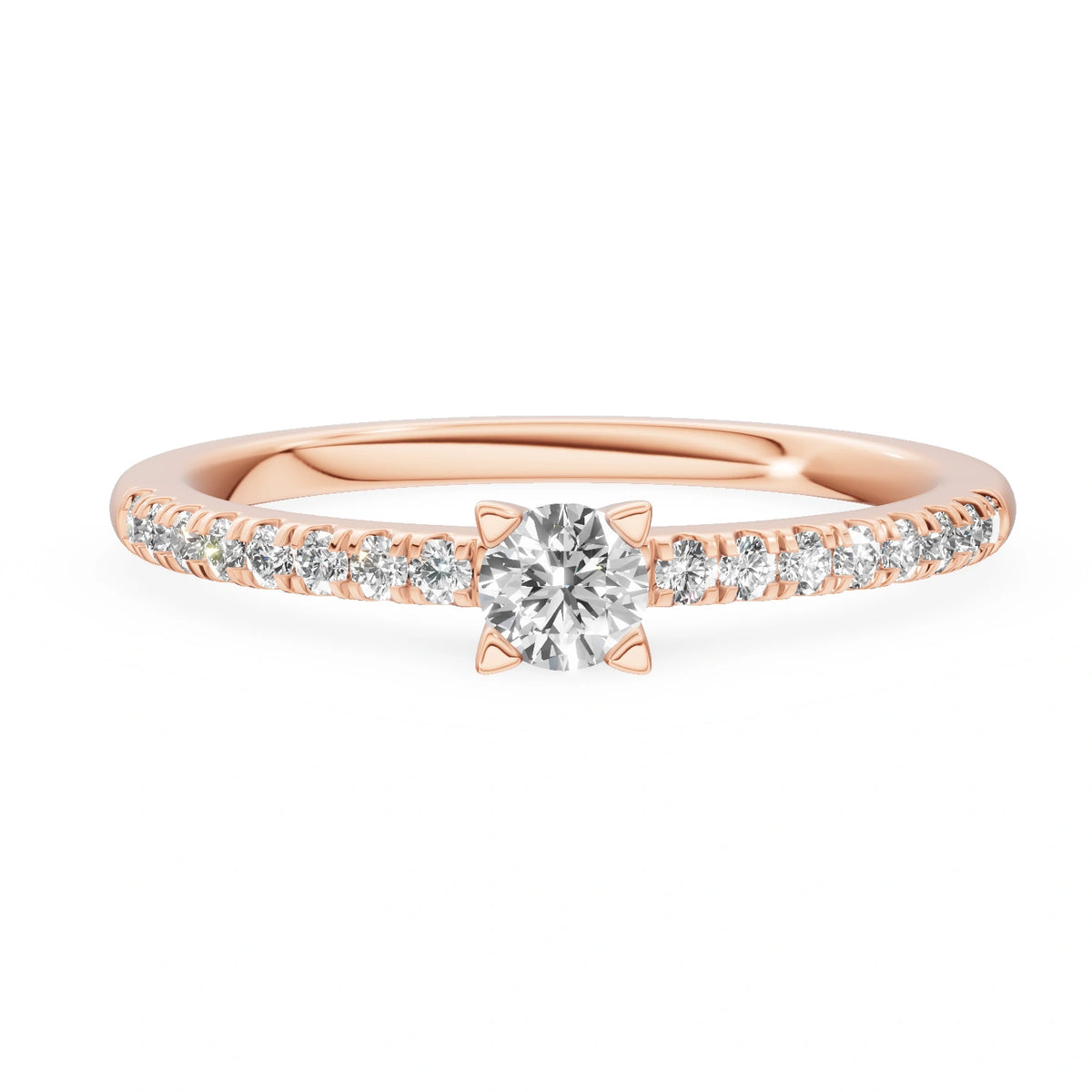 Gremari Seven Solis zásnubný prsteň z ružového zlata s 0,15 ct lab-grown diamantom – Round/Brilliant