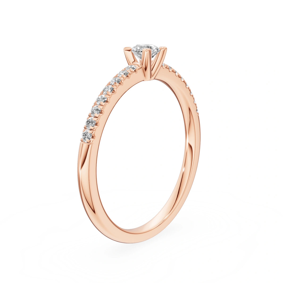 Gremari Seven Solis zásnubný prsteň z ružového zlata s 0,15 ct lab-grown diamantom – Round/Brilliant