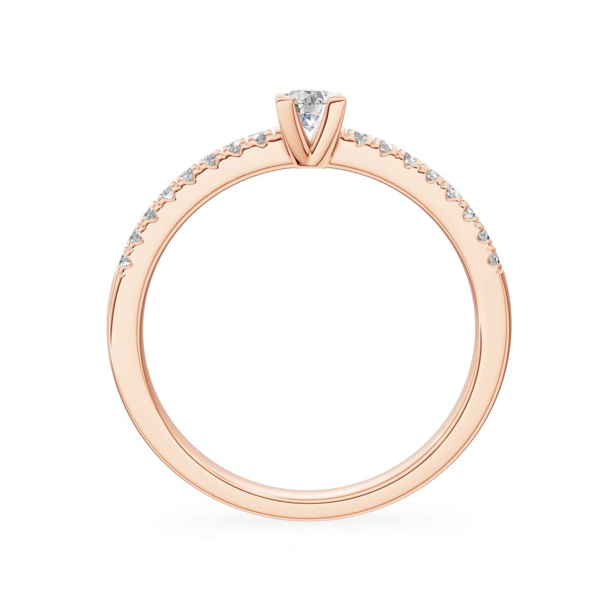 Gremari Seven Solis zásnubný prsteň z ružového zlata s 0,15 ct lab-grown diamantom – Round/Brilliant