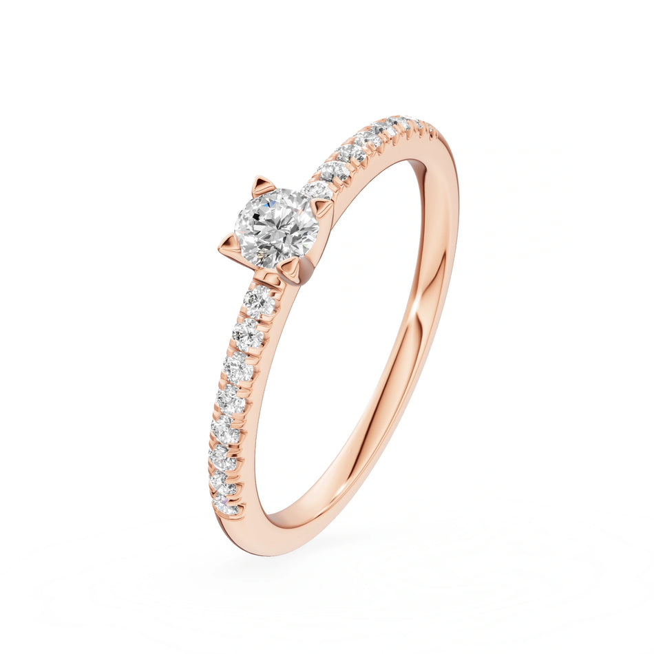 Gremari Seven Solis zásnubný prsteň z ružového zlata s 0,15 ct lab-grown diamantom – Round/Brilliant