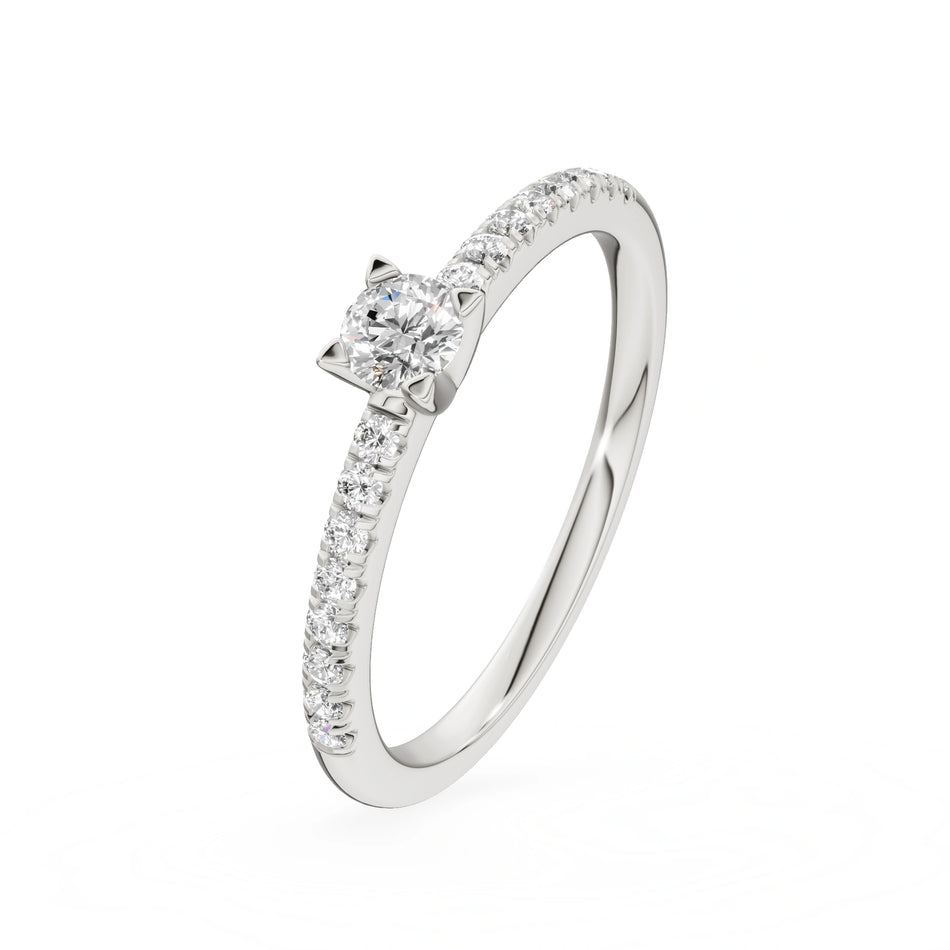Gremari Seven Solis zásnubný prsteň z bieleho zlata s 0,15 ct lab-grown diamantom – Round/Brilliant