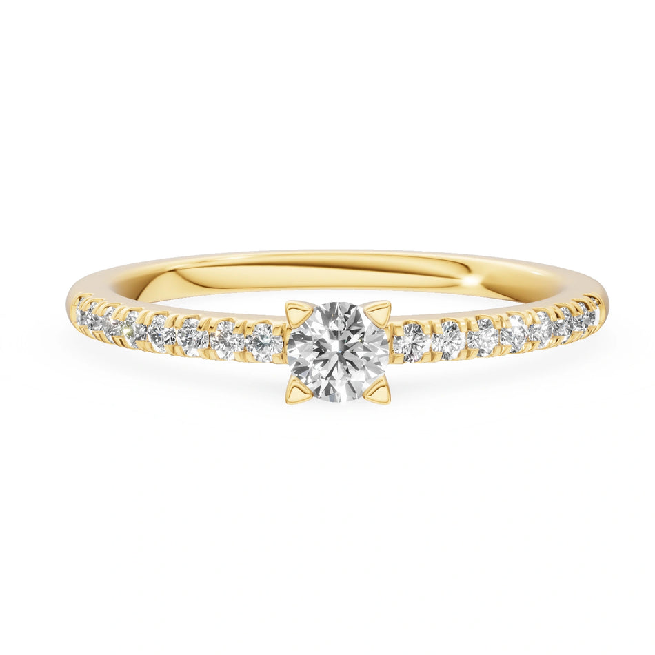 Gremari Seven Solis zásnubný prsteň zo žltého zlata s 0,15 ct lab-grown diamantom – Round/Brilliant