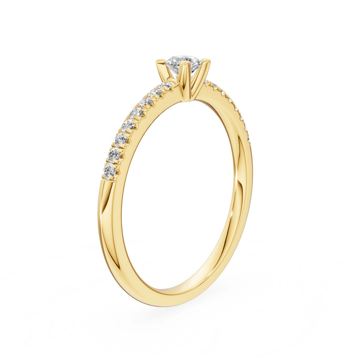 Gremari Seven Solis zásnubný prsteň zo žltého zlata s 0,15 ct lab-grown diamantom – Round/Brilliant