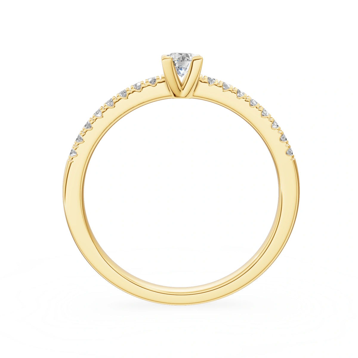 Gremari Seven Solis zásnubný prsteň zo žltého zlata s 0,15 ct lab-grown diamantom – Round/Brilliant