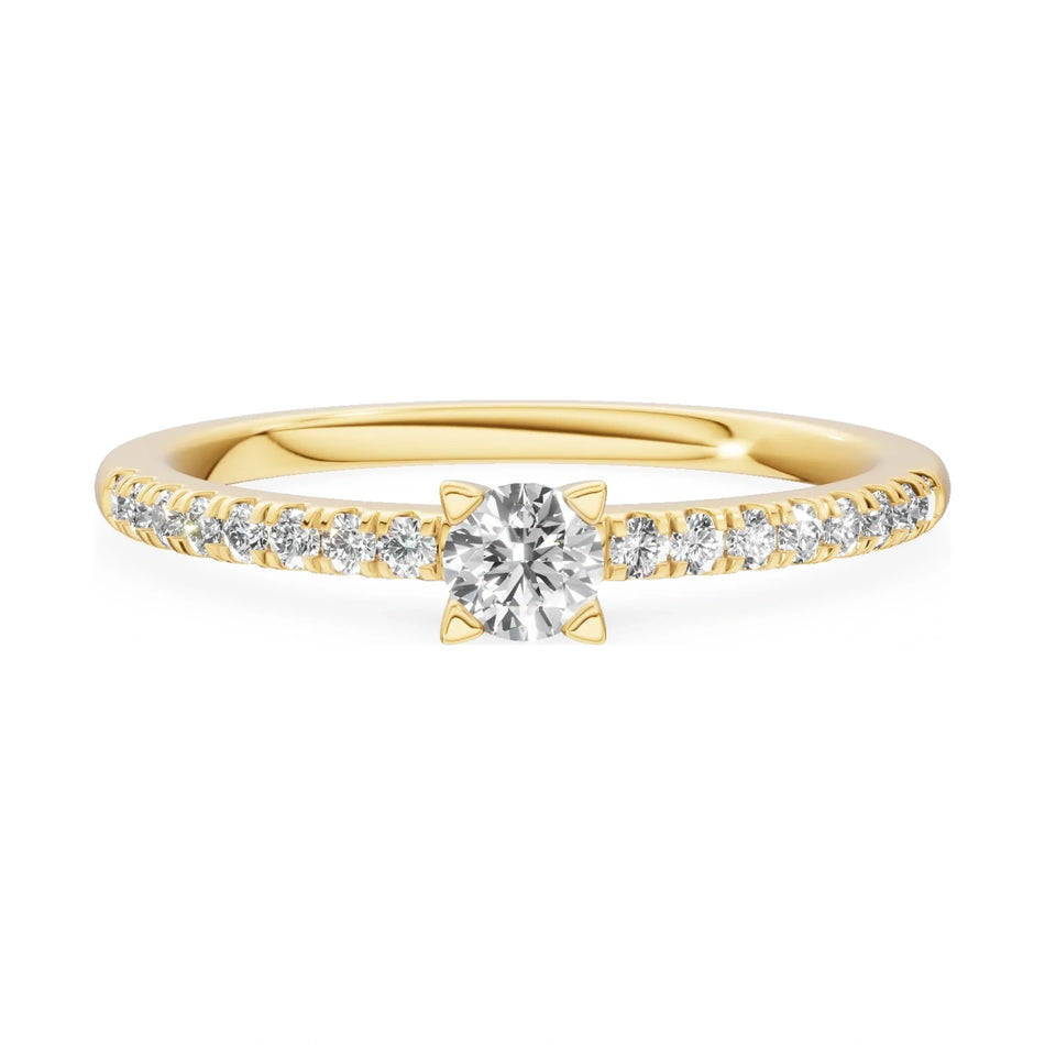 GREMARI Seven Solis 14K yellow gold engagement ring with 0.15 ct round-cut natural diamond
