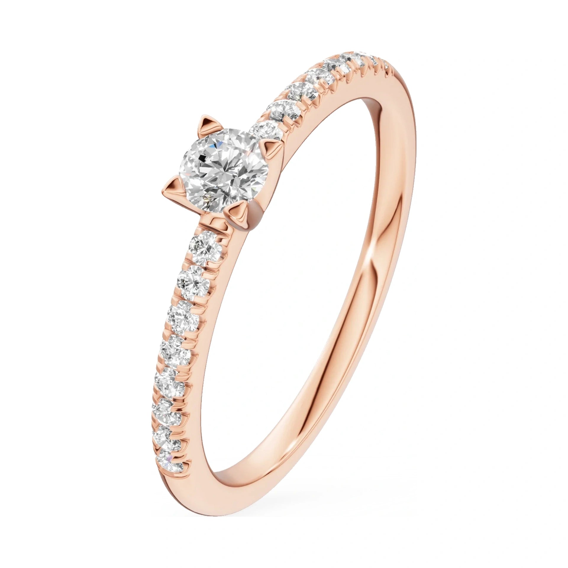 0.15 ct round-cut natural diamond GREMARI Seven Solis engagement ring in 14K rose gold