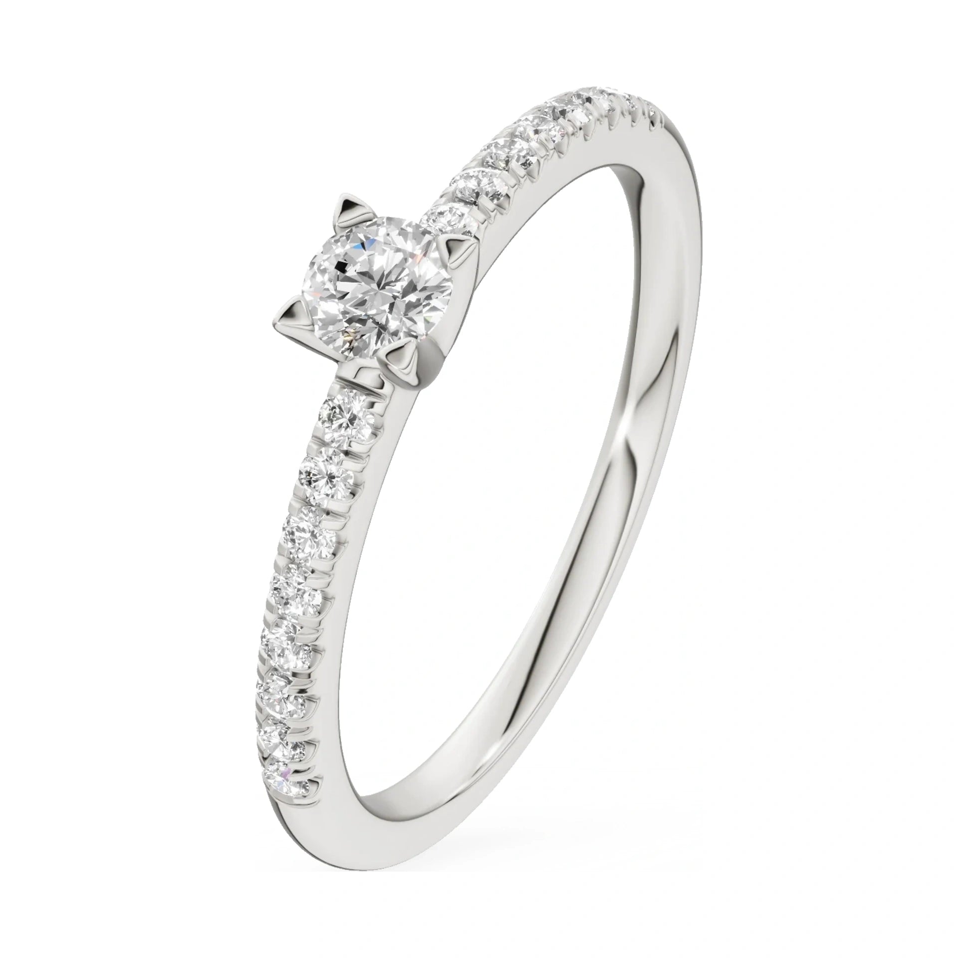 0.15 ct round-cut natural diamond GREMARI Seven Solis engagement ring in 14K white gold