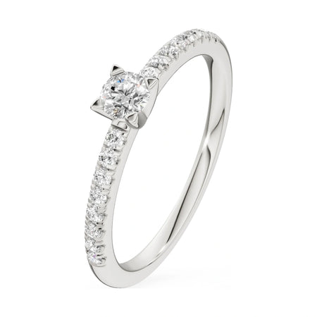 0.15 ct round-cut natural diamond GREMARI Seven Solis engagement ring in 14K white gold