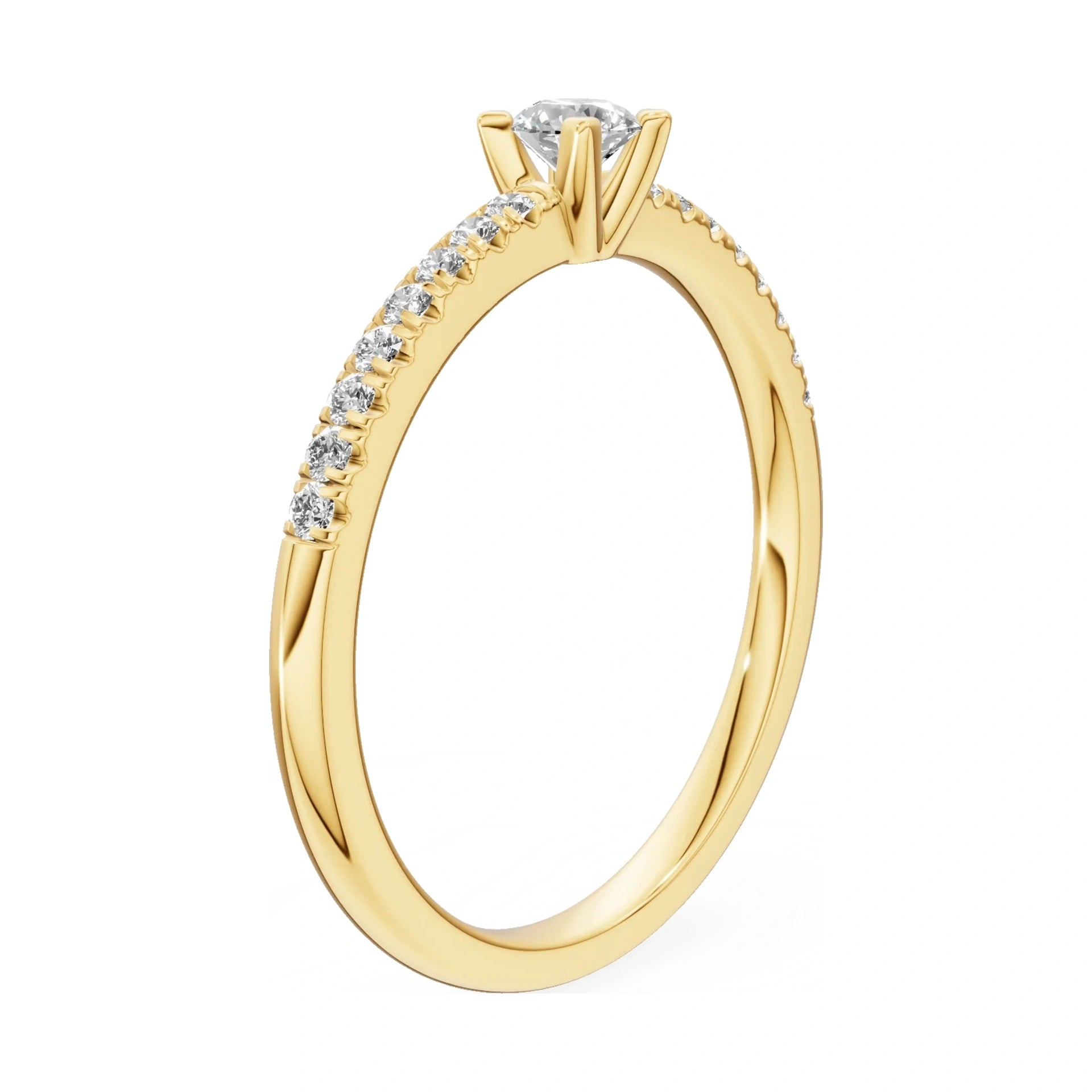 14K yellow gold GREMARI Seven Solis ring with 0.15 ct round-cut natural diamond