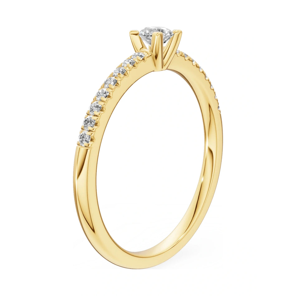 14K yellow gold GREMARI Seven Solis ring with 0.15 ct round-cut natural diamond