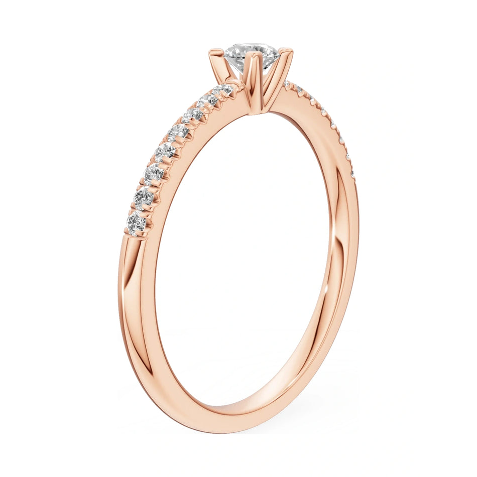 14K rose gold GREMARI Seven Solis ring with 0.15 ct round-cut natural diamond