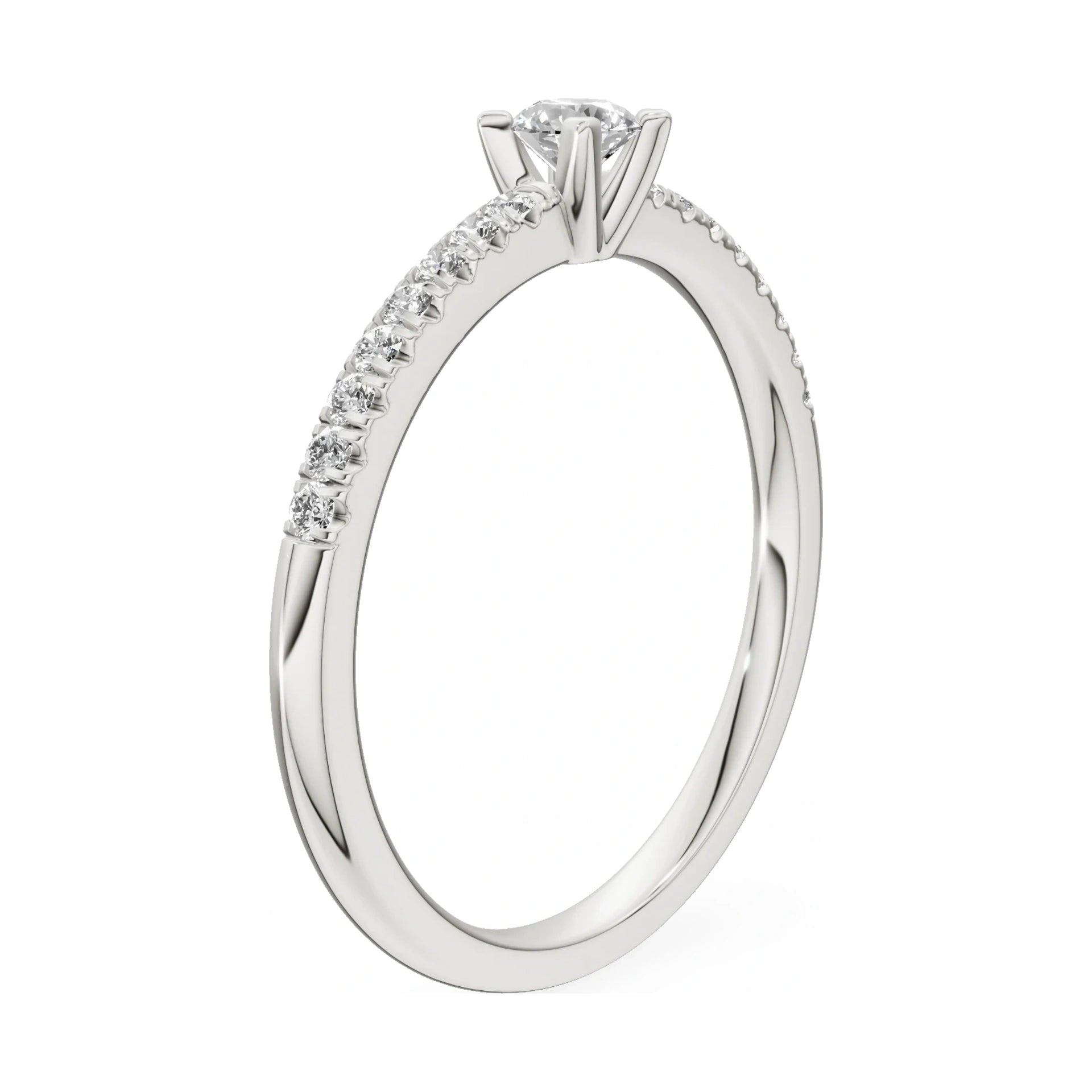 14K white gold GREMARI Seven Solis ring with 0.15 ct round-cut natural diamond