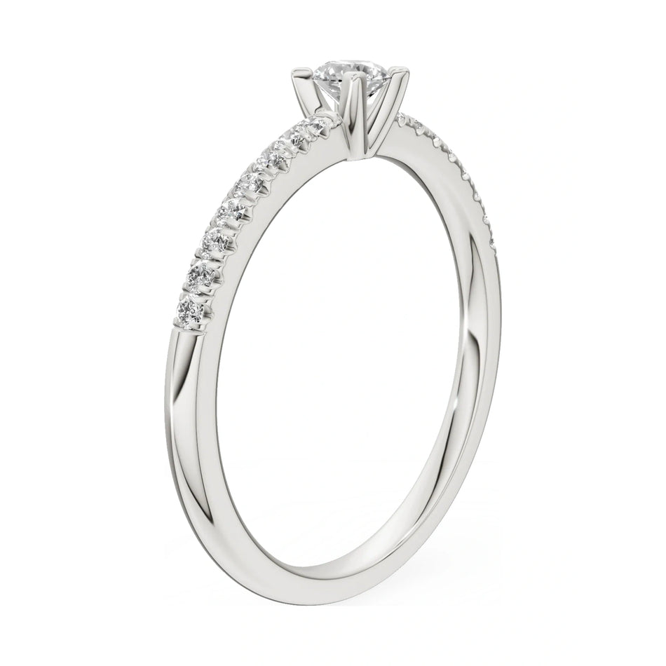 14K white gold GREMARI Seven Solis ring with 0.15 ct round-cut natural diamond