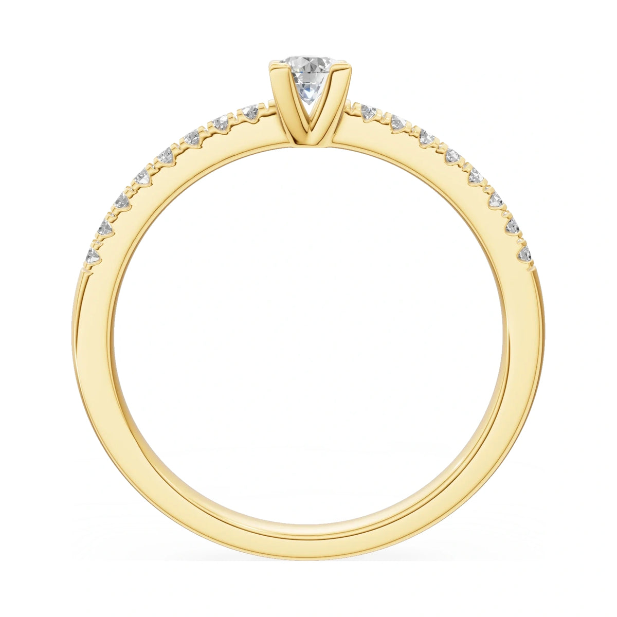 GREMARI Seven Solis round-cut natural diamond engagement ring in 14K yellow gold, 0.15 ct