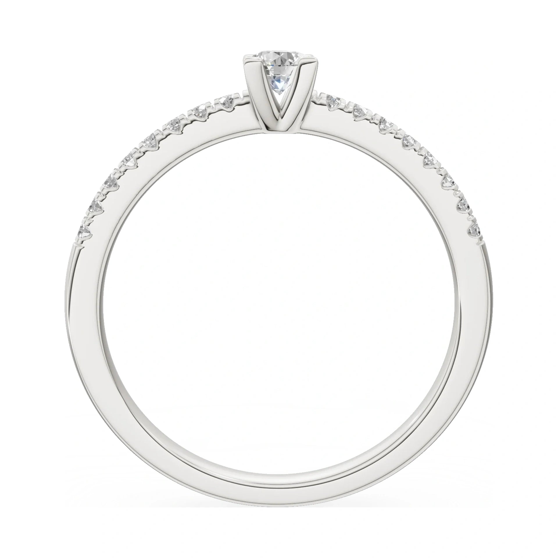 GREMARI Seven Solis round-cut natural diamond engagement ring in 14K white gold, 0.15 ct