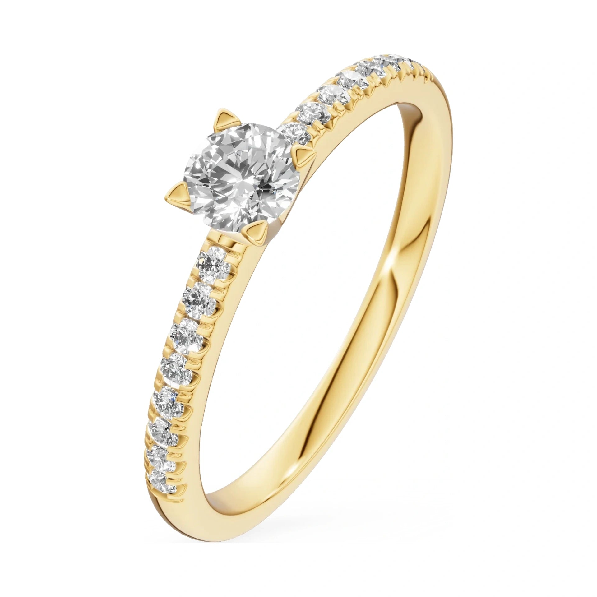 0.30 ct round-cut natural diamond GREMARI Seven Solis engagement ring in 14K yellow gold