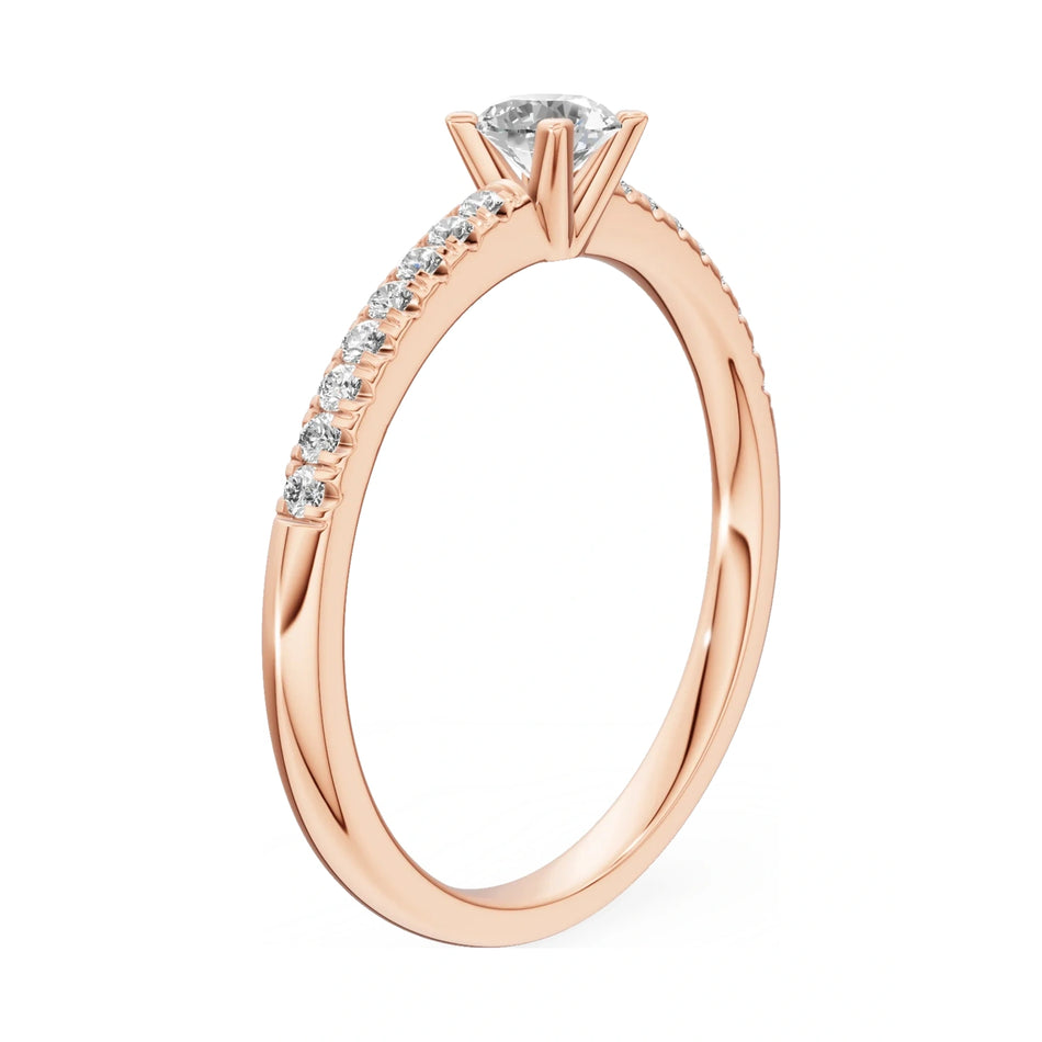 14K rose gold GREMARI Seven Solis ring with 0.30 ct round-cut natural diamond