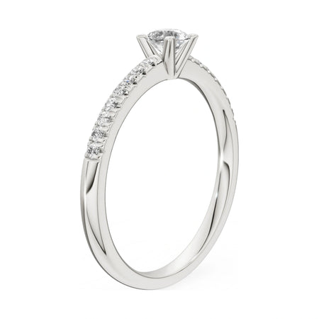 14K white gold GREMARI Seven Solis ring with 0.30 ct round-cut natural diamond