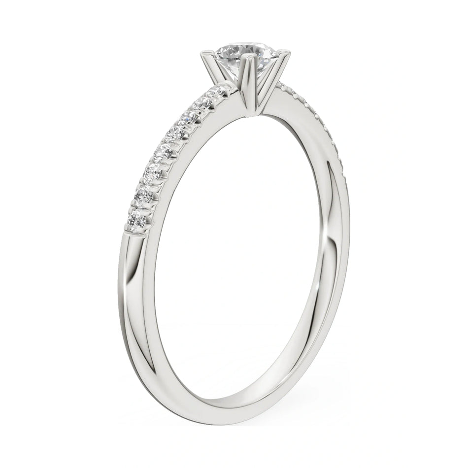 14K white gold GREMARI Seven Solis ring with 0.30 ct round-cut natural diamond