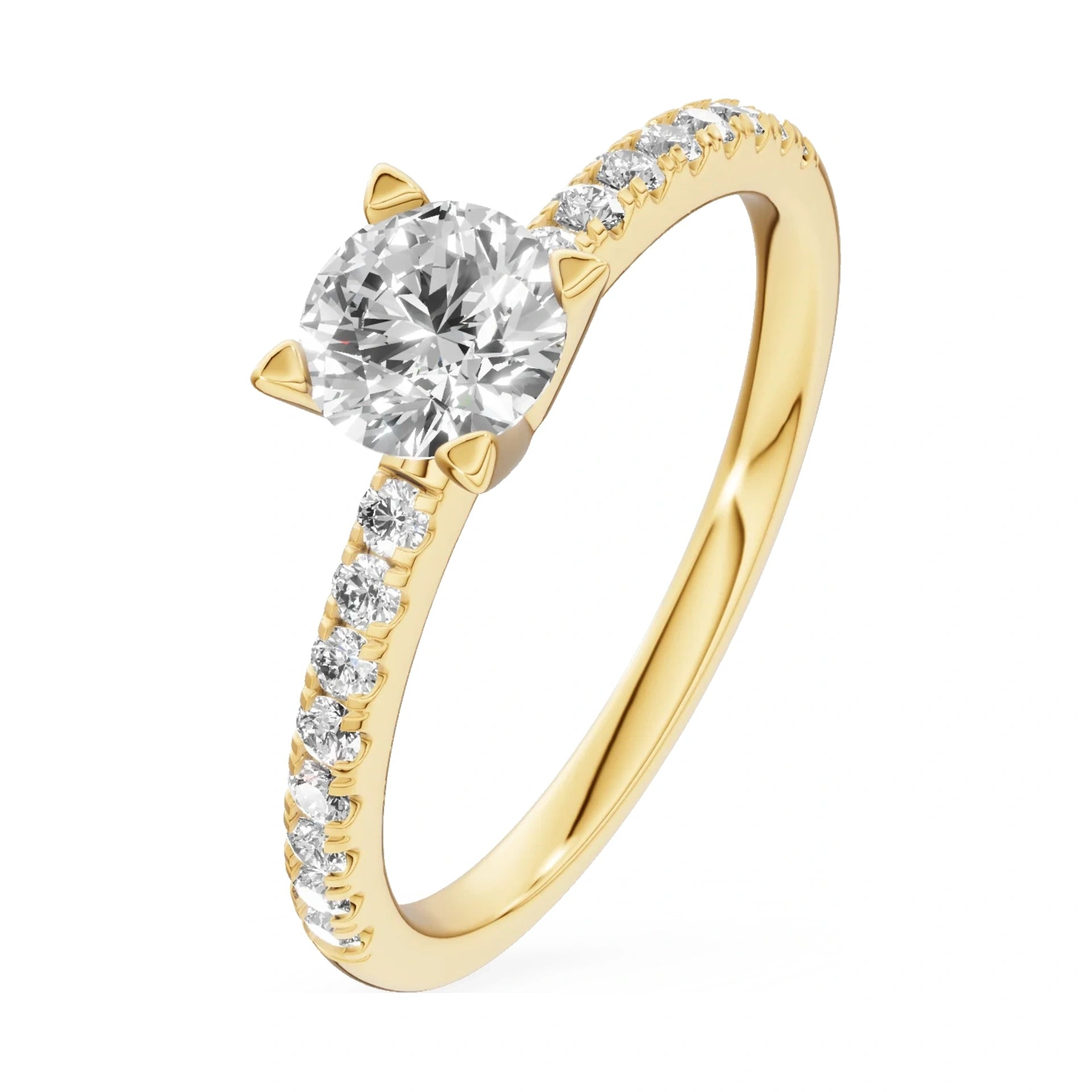 0.50 ct round-cut natural diamond GREMARI Seven Solis engagement ring in 14K yellow gold