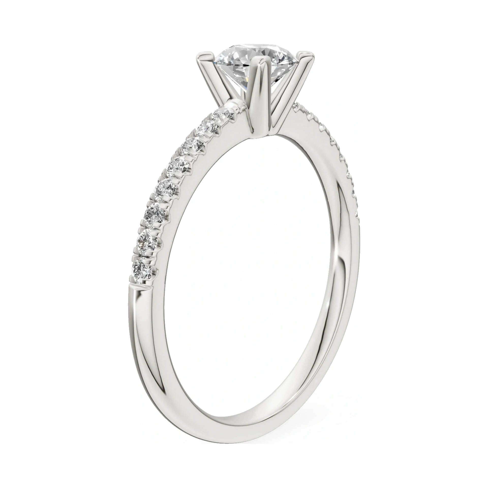14K white gold GREMARI Seven Solis ring with 0.50 ct round-cut natural diamond