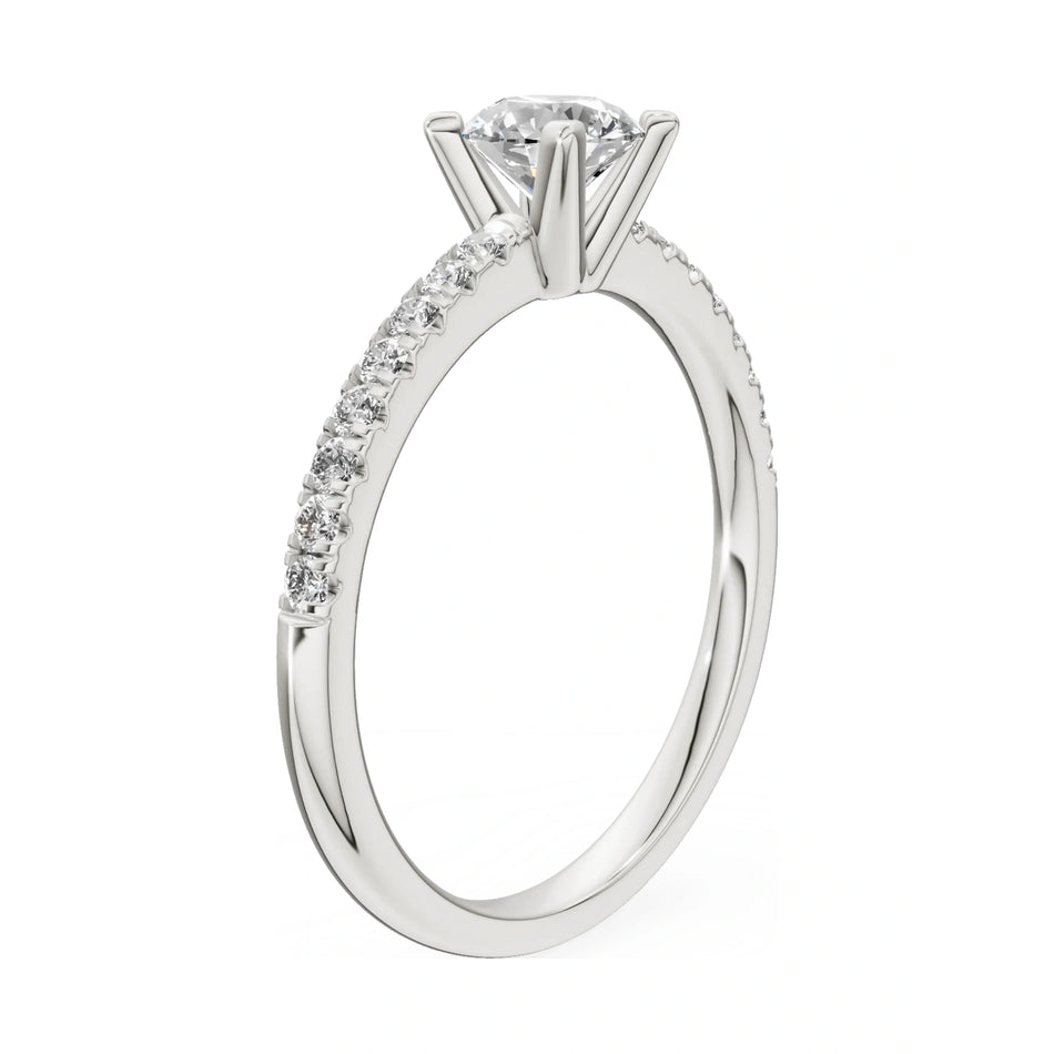 14K white gold GREMARI Seven Solis ring with 0.50 ct round-cut natural diamond