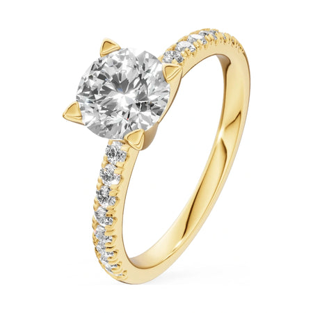 1.00 ct round-cut natural diamond GREMARI Seven Solis engagement ring in 14K yellow gold
