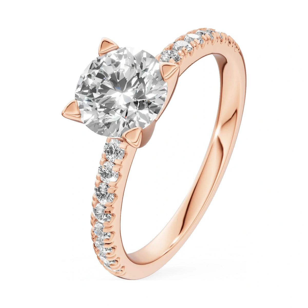 1.00 ct round-cut natural diamond GREMARI Seven Solis engagement ring in 14K rose gold