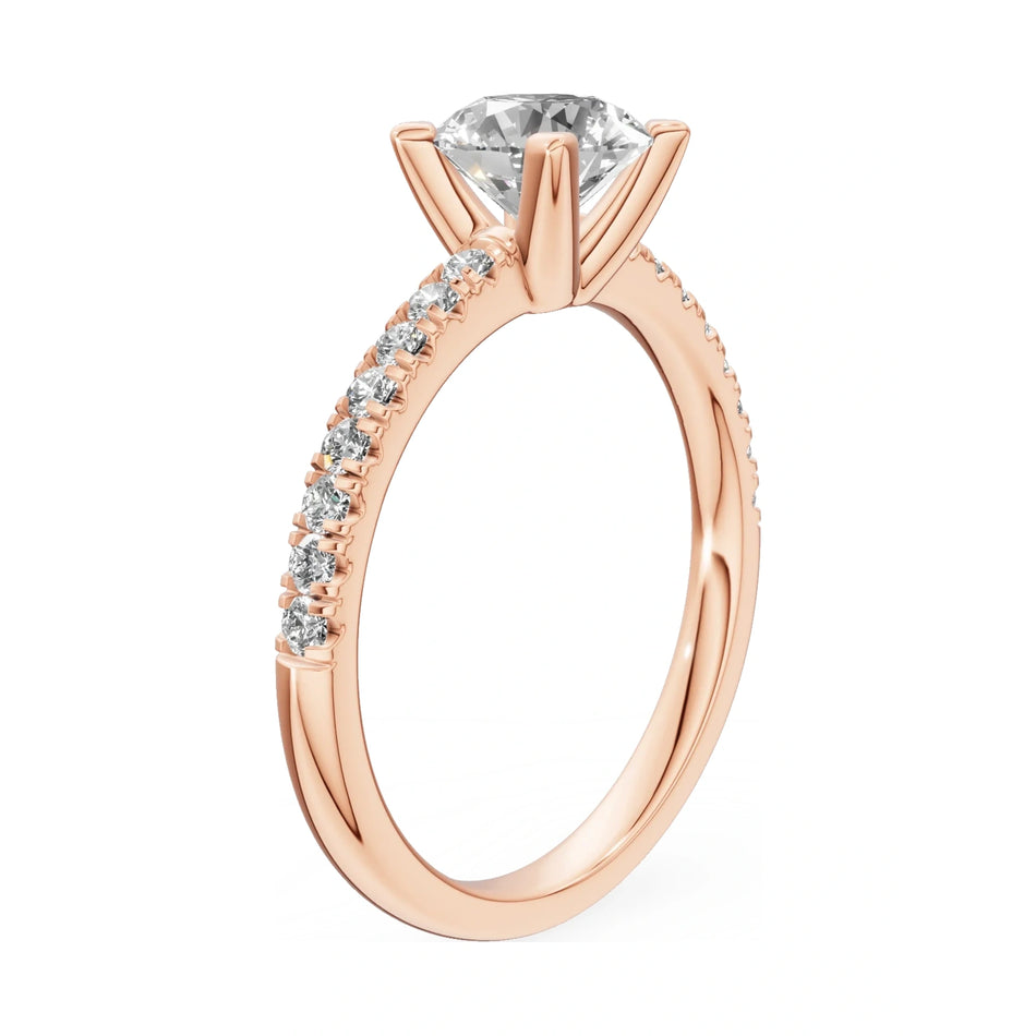 14K rose gold GREMARI Seven Solis ring with 1.00 ct round-cut natural diamond