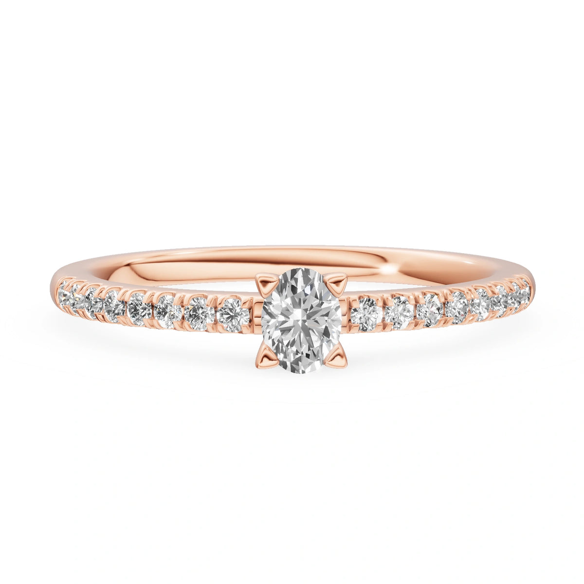 Gremari Seven Solis zásnubný prsteň z ružového zlata s 0,15 ct lab-grown diamantom – Oval