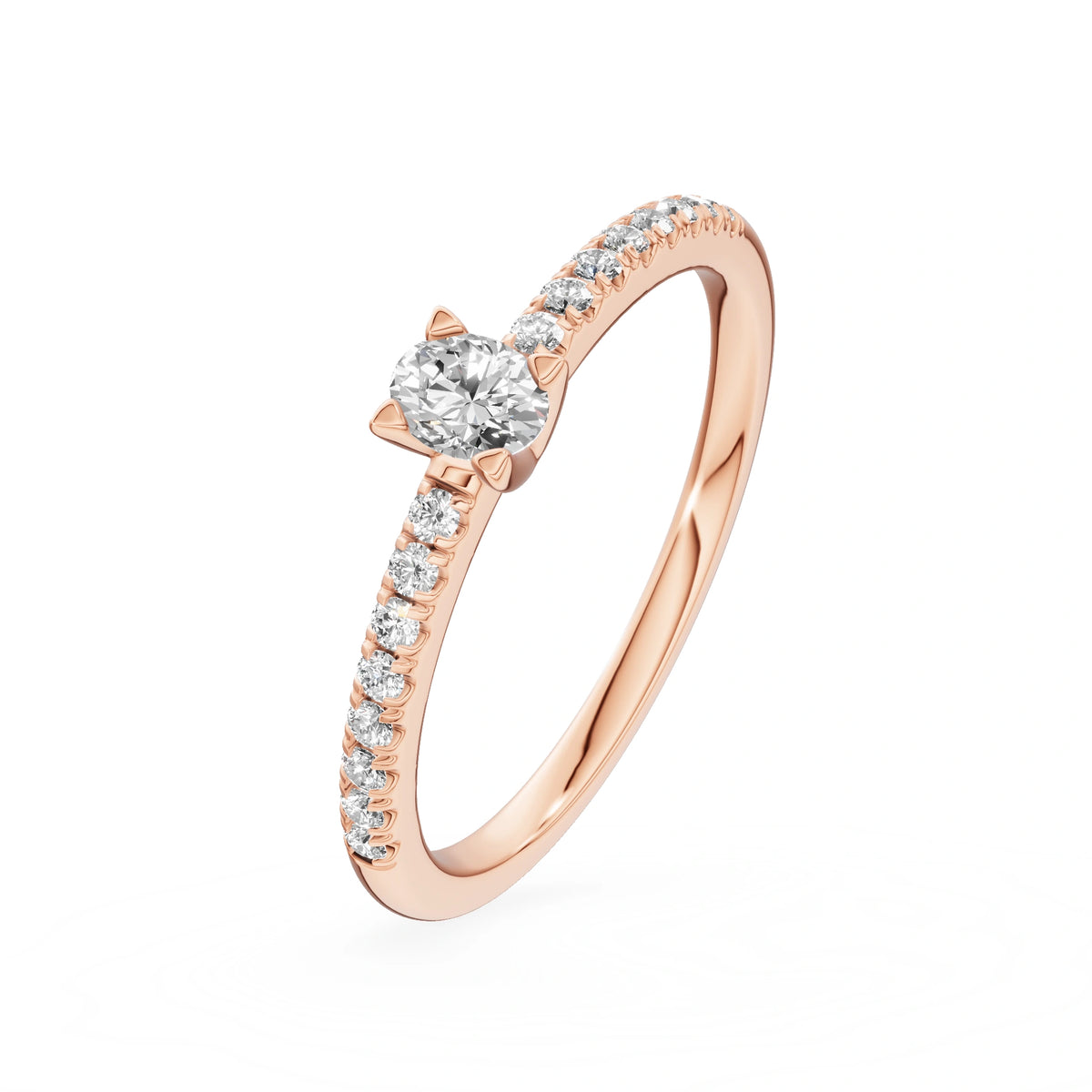 Gremari Seven Solis zásnubný prsteň z ružového zlata s 0,15 ct lab-grown diamantom – Oval