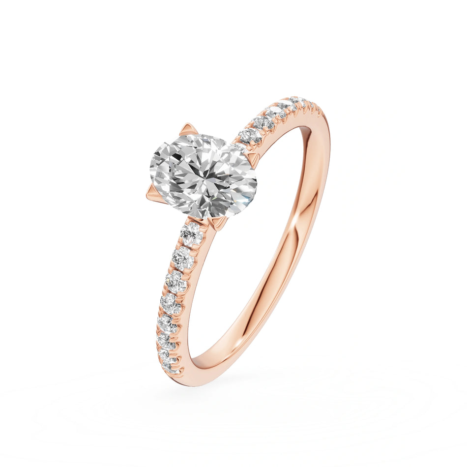 Gremari Seven Solis zásnubný prsteň z ružového zlata s 0,50 ct lab-grown diamantom – Oval