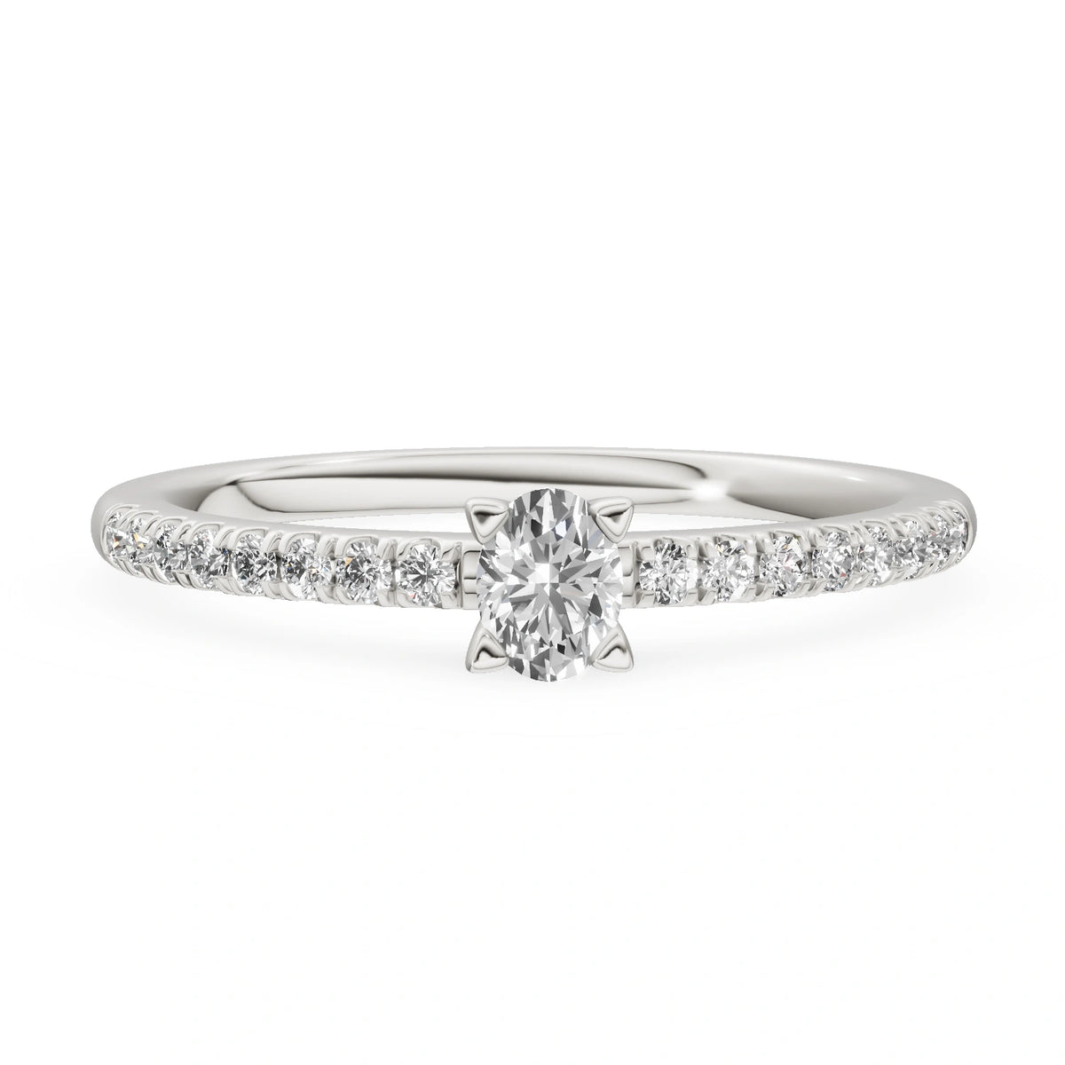 Gremari Seven Solis zásnubný prsteň z bieleho zlata s 0,15 ct lab-grown diamantom – Oval