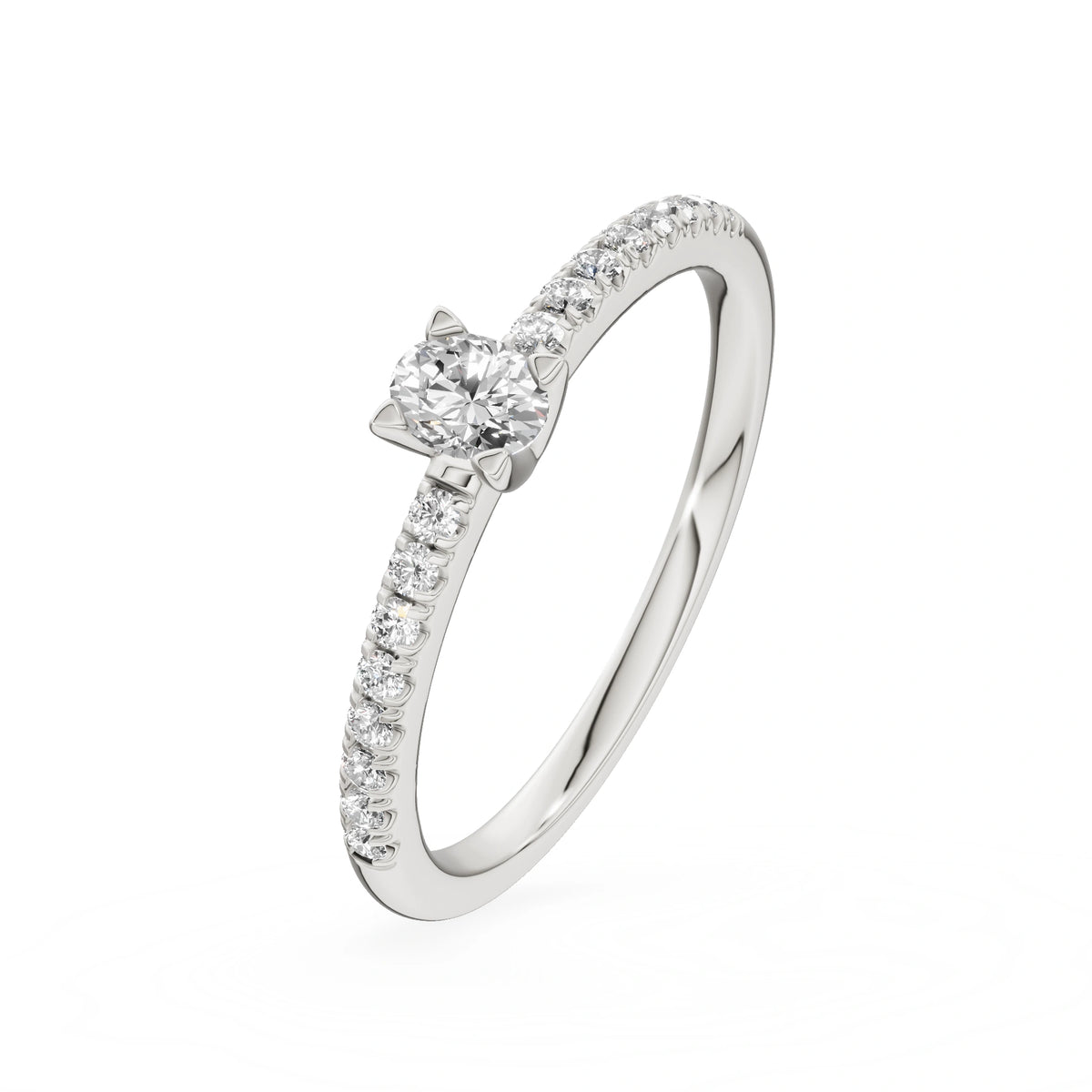 Gremari Seven Solis zásnubný prsteň z bieleho zlata s 0,15 ct lab-grown diamantom – Oval
