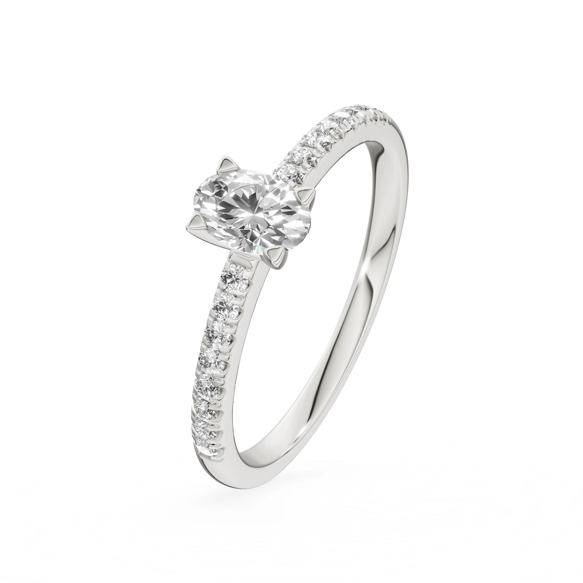 Gremari Seven Solis zásnubný prsteň z bieleho zlata s 0,30 ct lab-grown diamantom – Oval