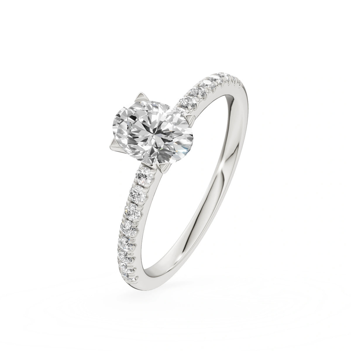 Gremari Seven Solis zásnubný prsteň z bieleho zlata s 0,50 ct lab-grown diamantom – Oval