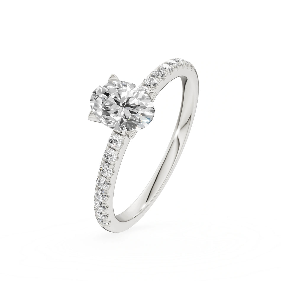 Gremari Seven Solis zásnubný prsteň z bieleho zlata s 0,50 ct lab-grown diamantom – Oval