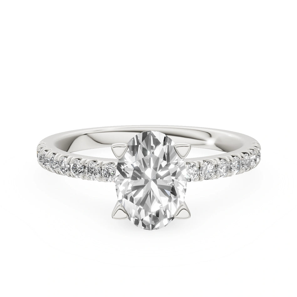 Gremari Seven Solis zásnubný prsteň z bieleho zlata s 1,00 ct lab-grown diamantom – Oval
