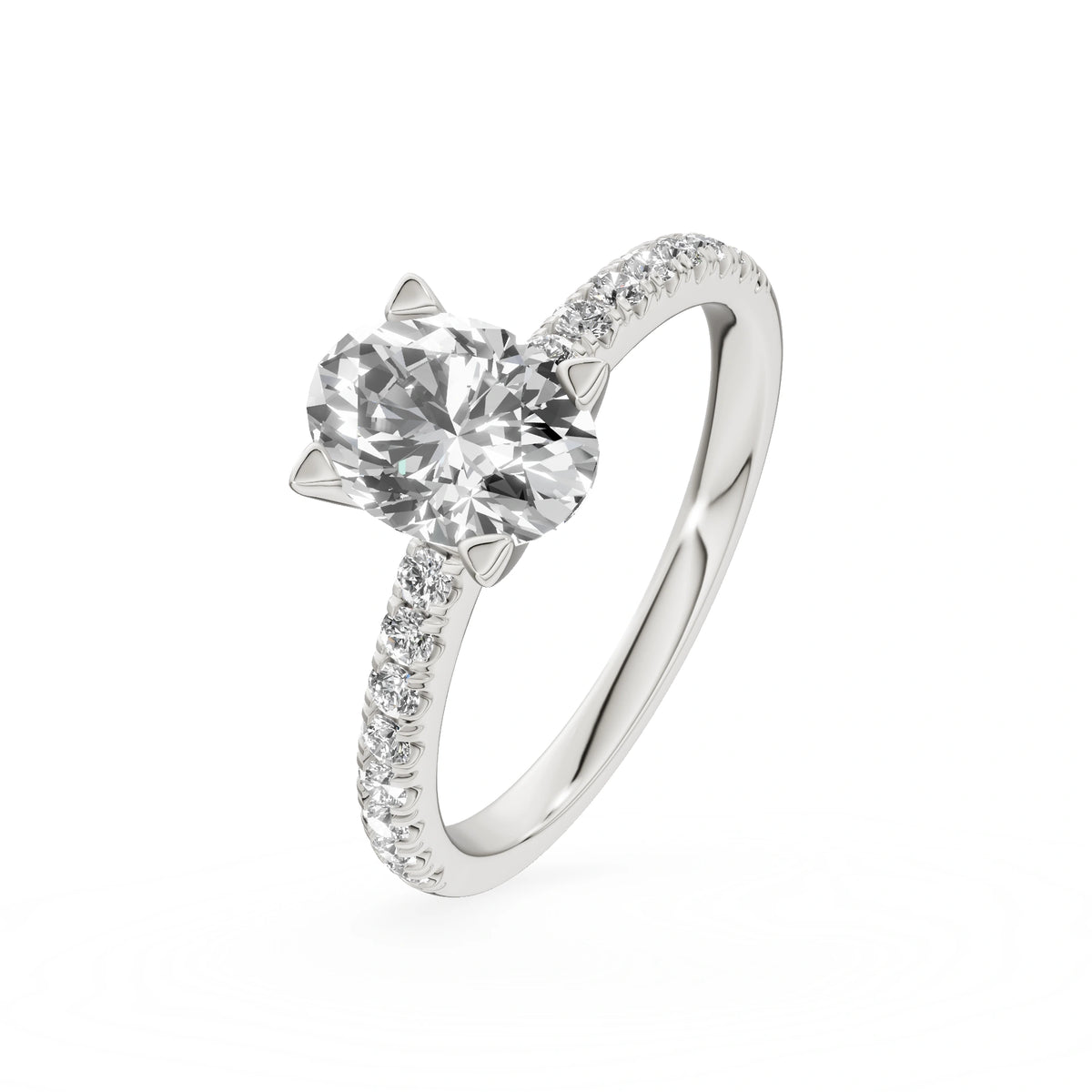 Gremari Seven Solis zásnubný prsteň z bieleho zlata s 1,00 ct lab-grown diamantom – Oval