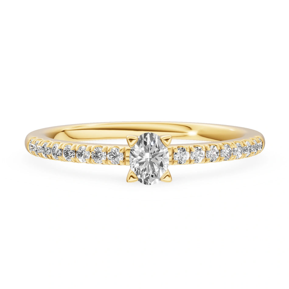 Gremari Seven Solis zásnubný prsteň zo žltého zlata s 0,15 ct lab-grown diamantom – Oval